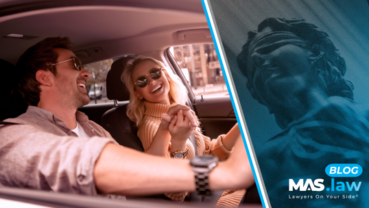 Couple driving in a car